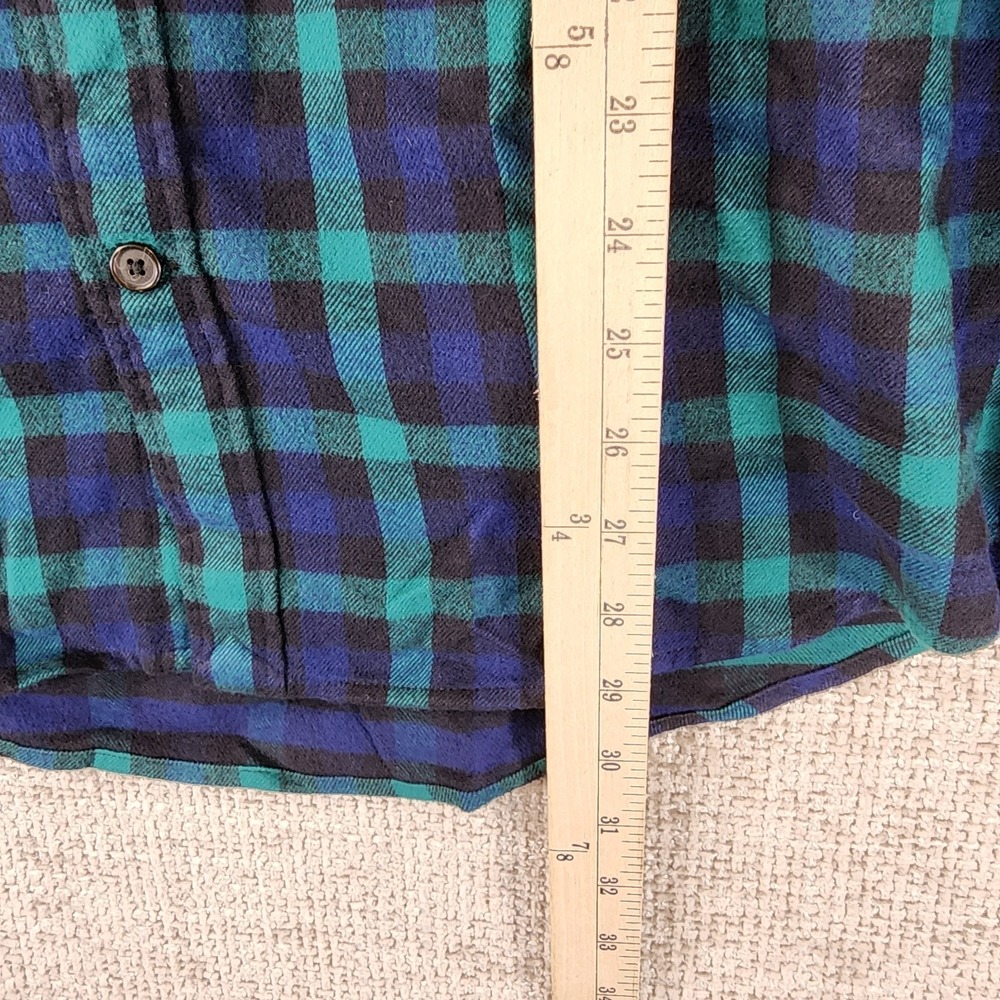 Lands End Traditional Fit Plaid Flannel Shirt Mens L 16-16.5 Navy Green EUC - Picture 6 of 11